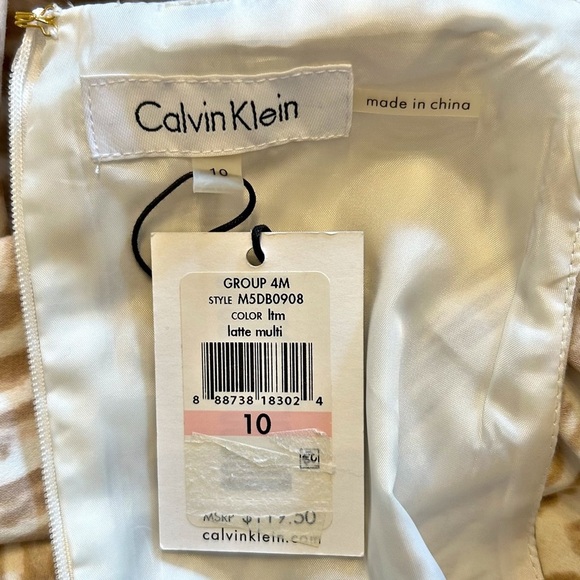 Calvin Klein Sleeveless Halter Sheath Cocktail Dress Women SZ 10 Tan Latte NEW - Picture 8 of 9